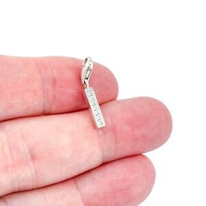 Cubic Zirconia Bar Drop Pendant | Vintage Sterling Silver 925